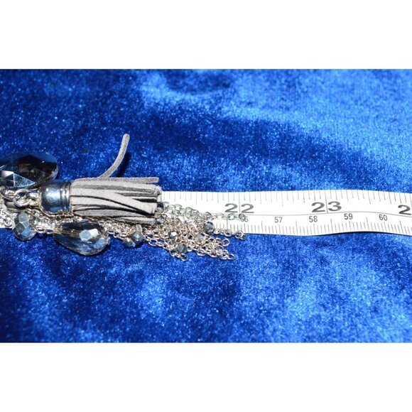 Womens Bohemian Beaded Crystal Multi Strand Toggle Tassel Pendant Necklace - Picture 9 of 12